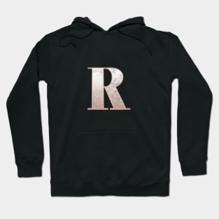 Monogram rose gold glitter marble R Hoodie